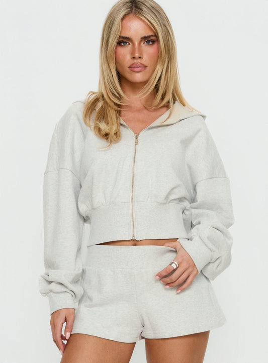 Daytime Cropped Blouson Hoodie Snow Marle
