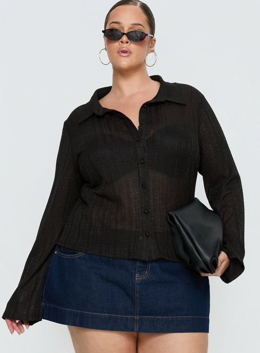 When You Sleep Long Sleeve Top Black Curve