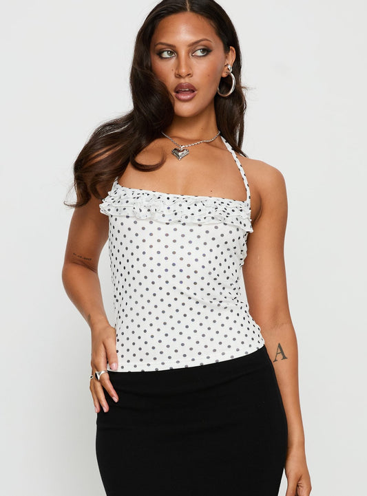 Days Of Summer Ruffle Top White Polka Dot