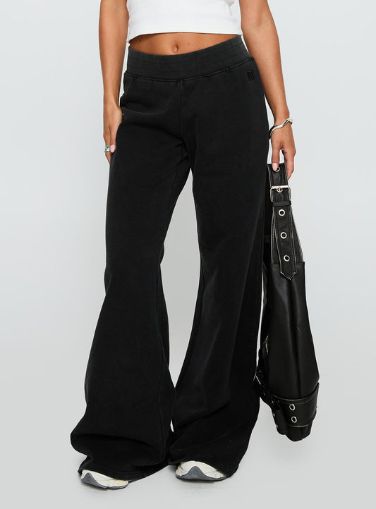 Summits Flared Track Pants Washed Black