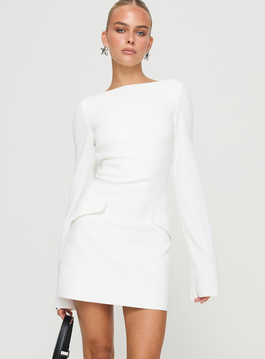 Carters Long Sleeve Mini Dress White