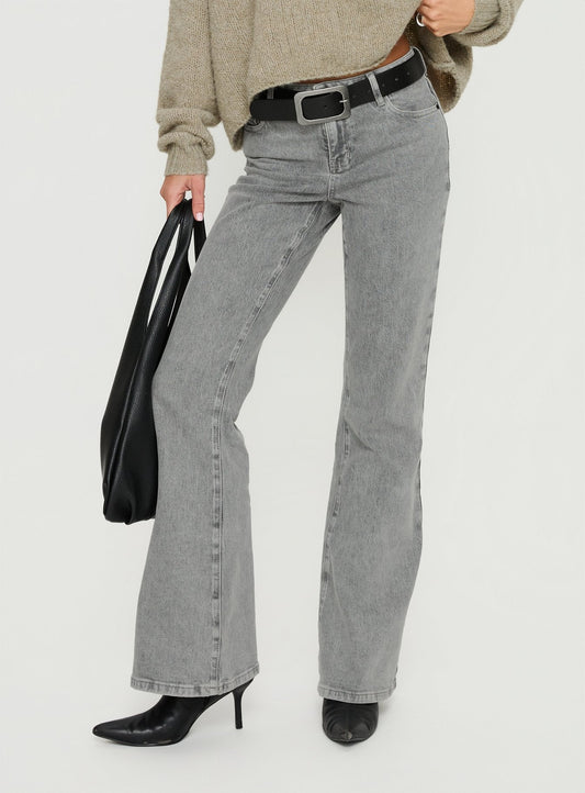 Magic Mirror Mid Rise Bootleg Jeans Washed Grey