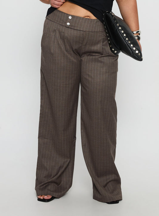 Briellea Thick Waistband Pant Pinstripe Curve