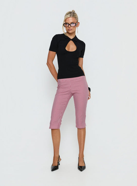 Rossie Capri Pants Red Gingham