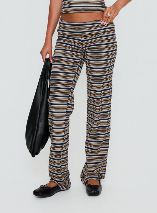 Manolo Foldover Pants Brown / Grey Stripe