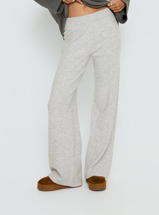 Bekki Wide Leg Knit Pant Grey Marle