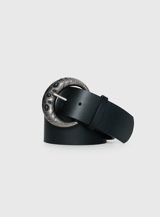 Emlynn Faux Leather Belt Black / Silver