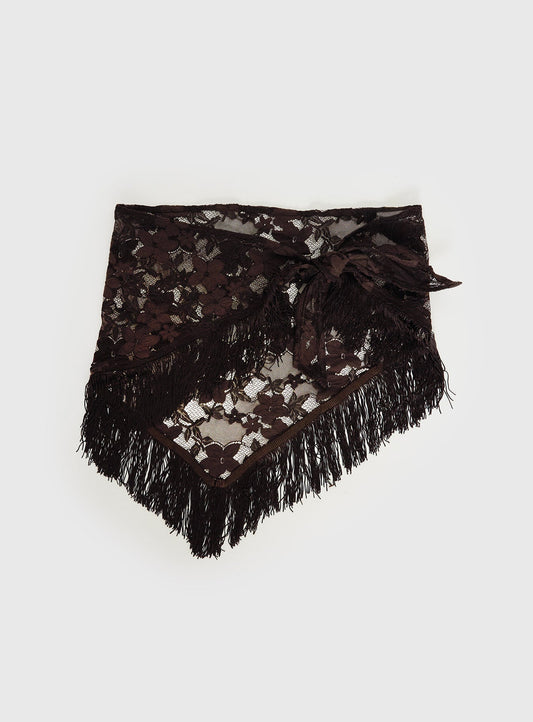 Elizebeth Tie Waist Tassel Belt Chocolate