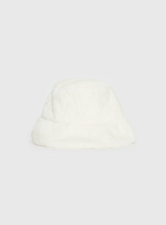 Theo Plush Bucket Hat White