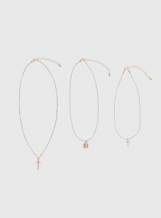 Broken Clocks Layered Necklace Gold