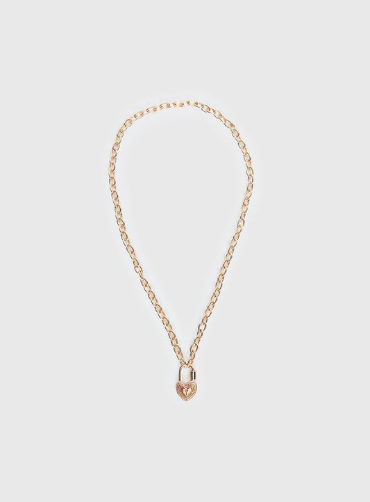 Sayge Lock Necklace Gold