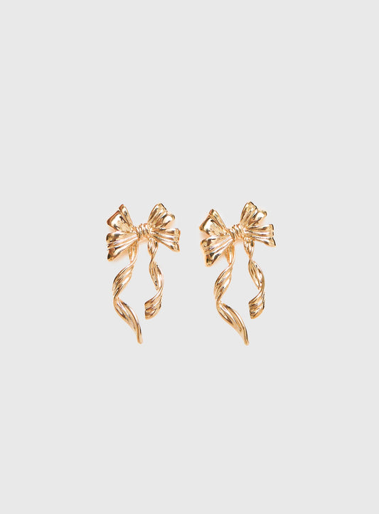 Keep A Secret Bow Earrings Gold