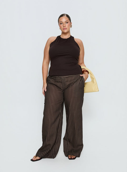 Harlene Back Detail Top Brown Curve