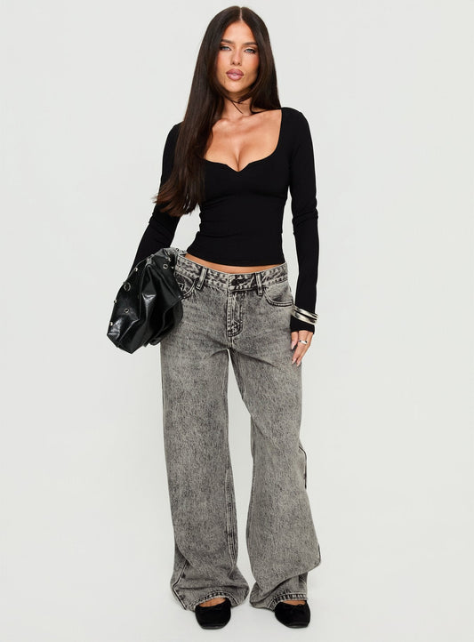 Evangelene Long Sleeve Top Black