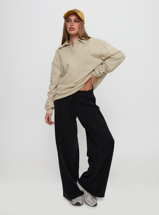 Back Around Collared Fleece Jumper Oat