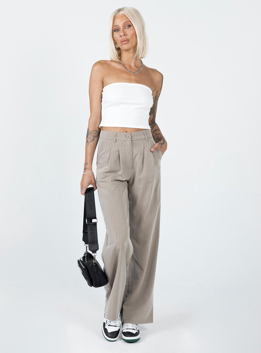 Archer Pants Pinstripe Beige