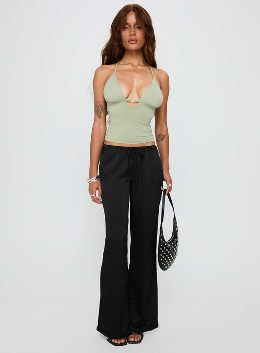Norwalk Plunge Neck Top Sage