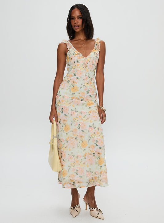 On A Wave Frill Detail Maxi Dress Multi