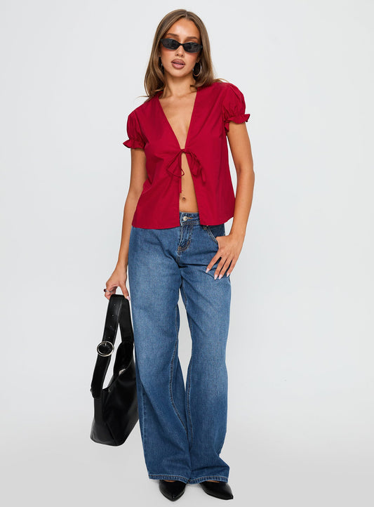 Starstruck Tie Up Top Red