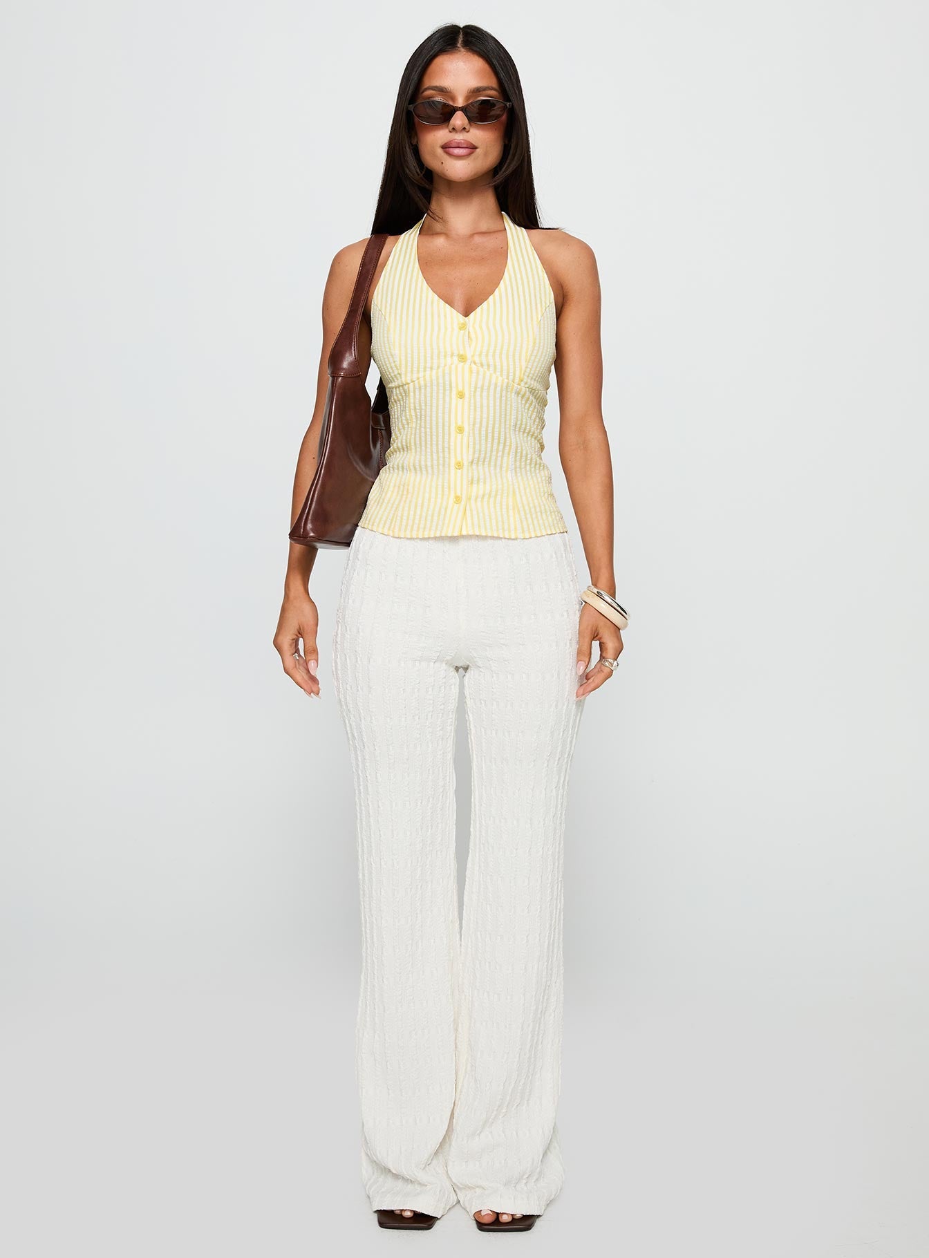 Leisure State Knit Pant White