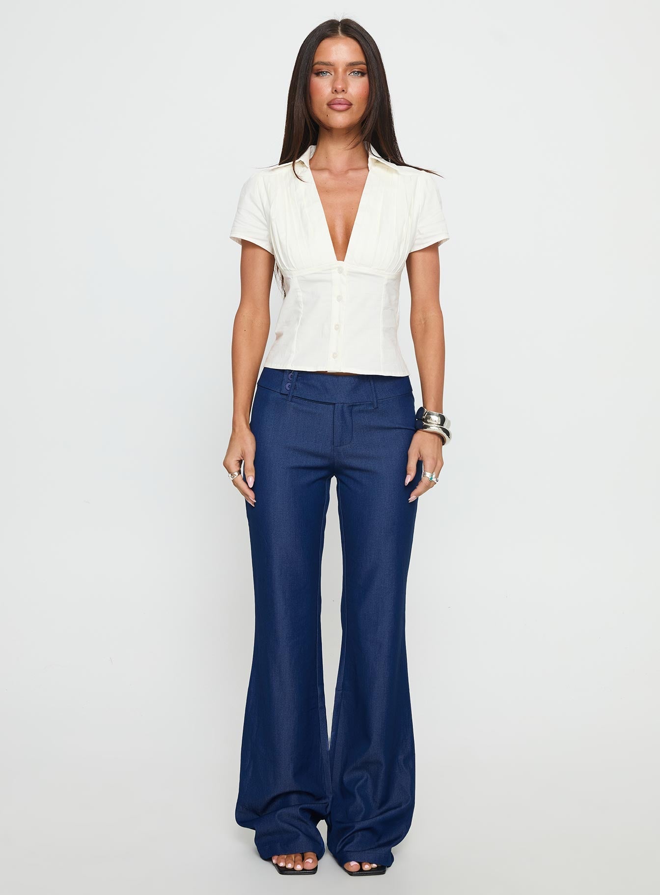 Kinkirk Flared Pants Chambray