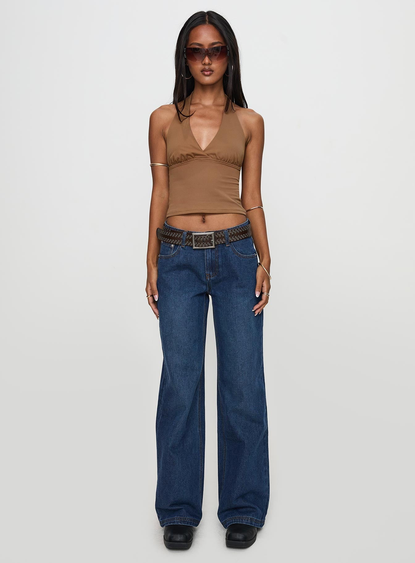 Everlong Mid Rise Wide Leg Jeans Dark Blue Wash