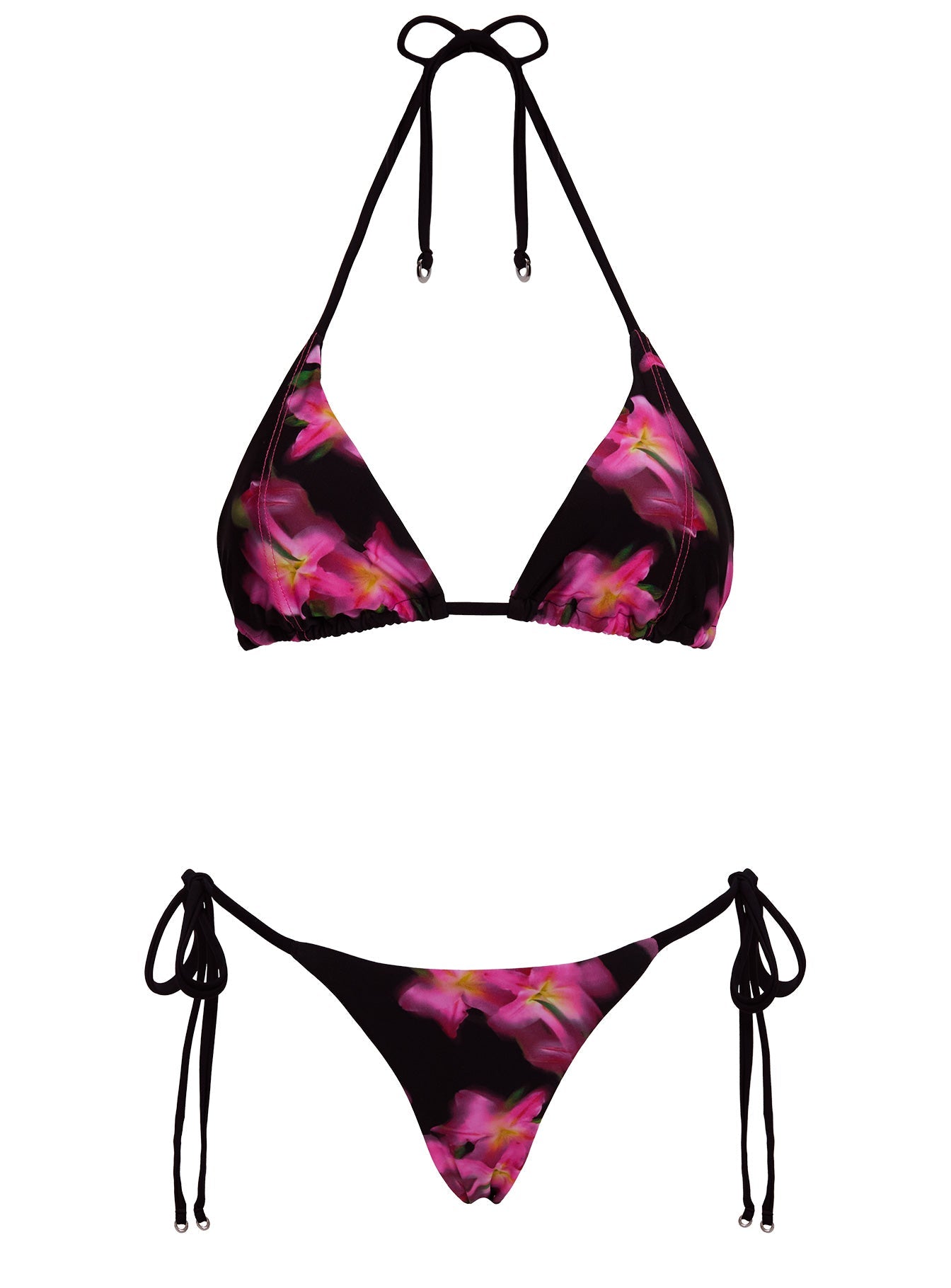 Fluera High Side Tie Bikini Bottoms Black Multi