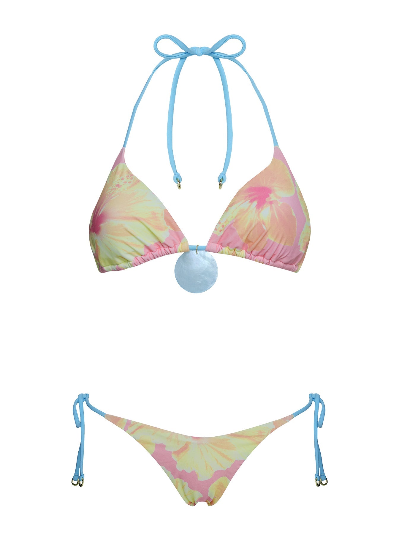 Fluera High Side Tie Bikini Bottoms Pink Floral