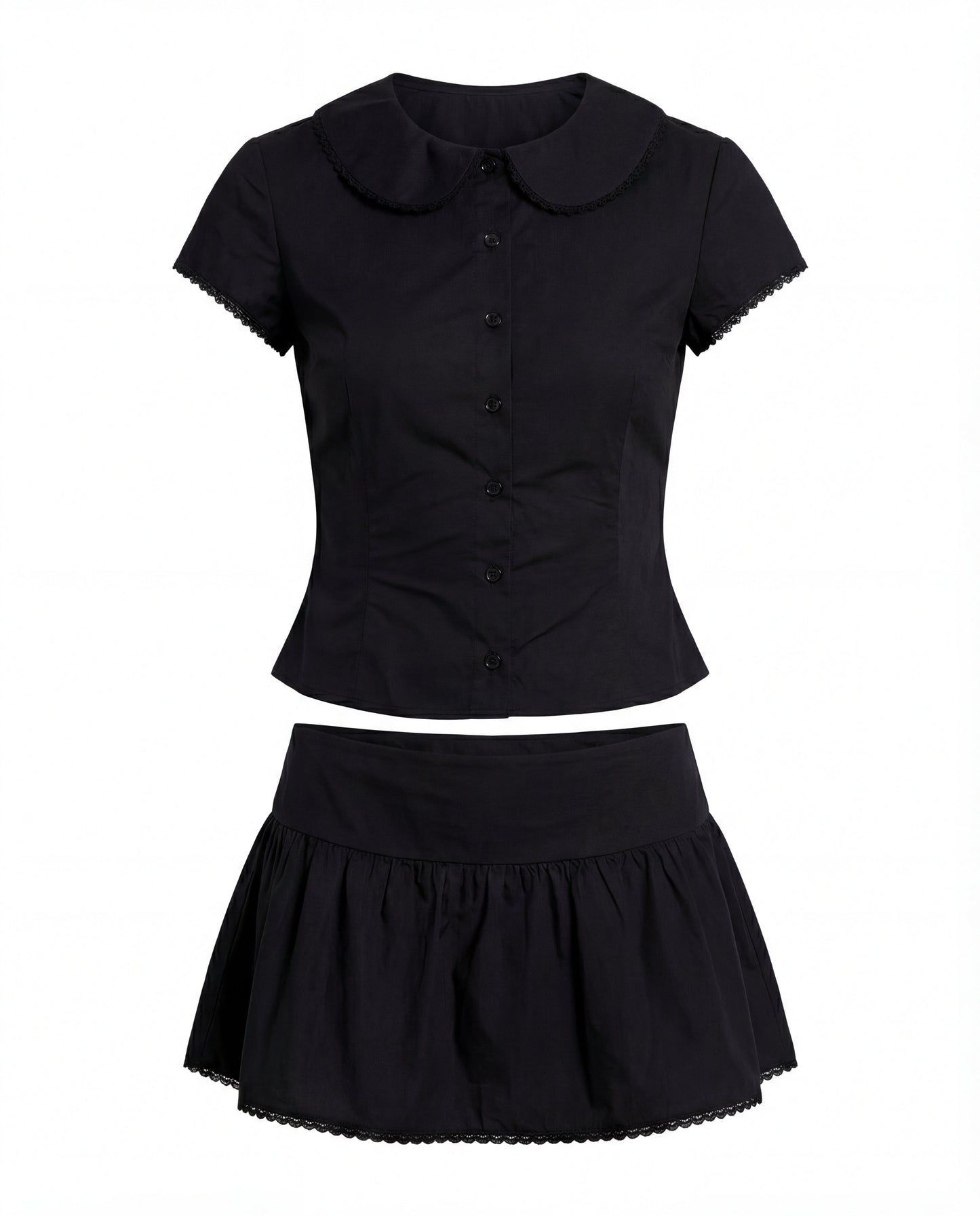 Sweet Treat Button Up Set Black