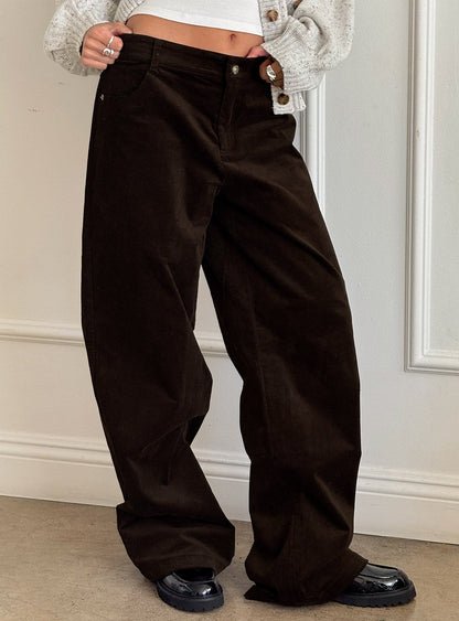 Kenza Wide Leg Corduroy Pant Brown
