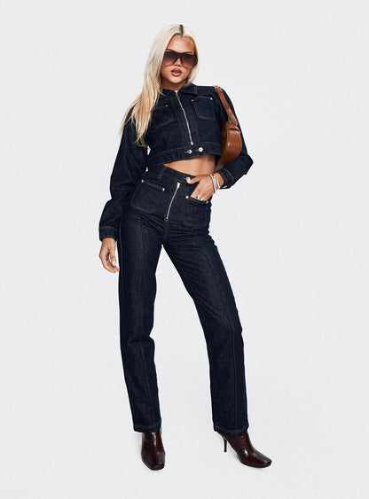 Stallion High Rise Straight Leg Jeans Indigo