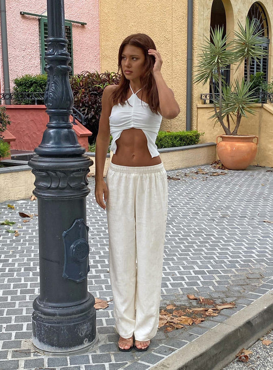 Louis Linen Blend Pants Off White