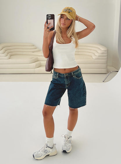 Cult Classic Longline Denim Shorts Vintage Wash