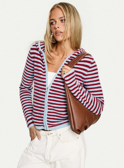 Superstars Zip Through Hoodie Blue / Red Stripe