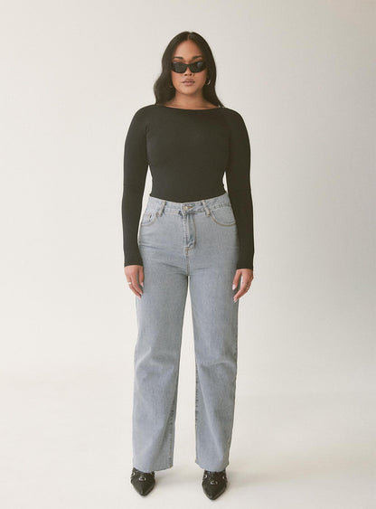 Kalinda High Rise Straight Leg Jeans Blue