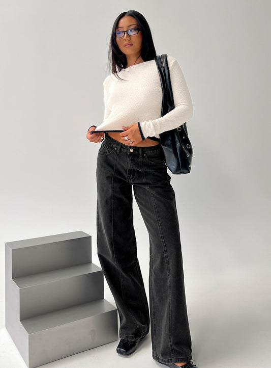 Lando Low Rise Straight Leg Jeans Washed Black