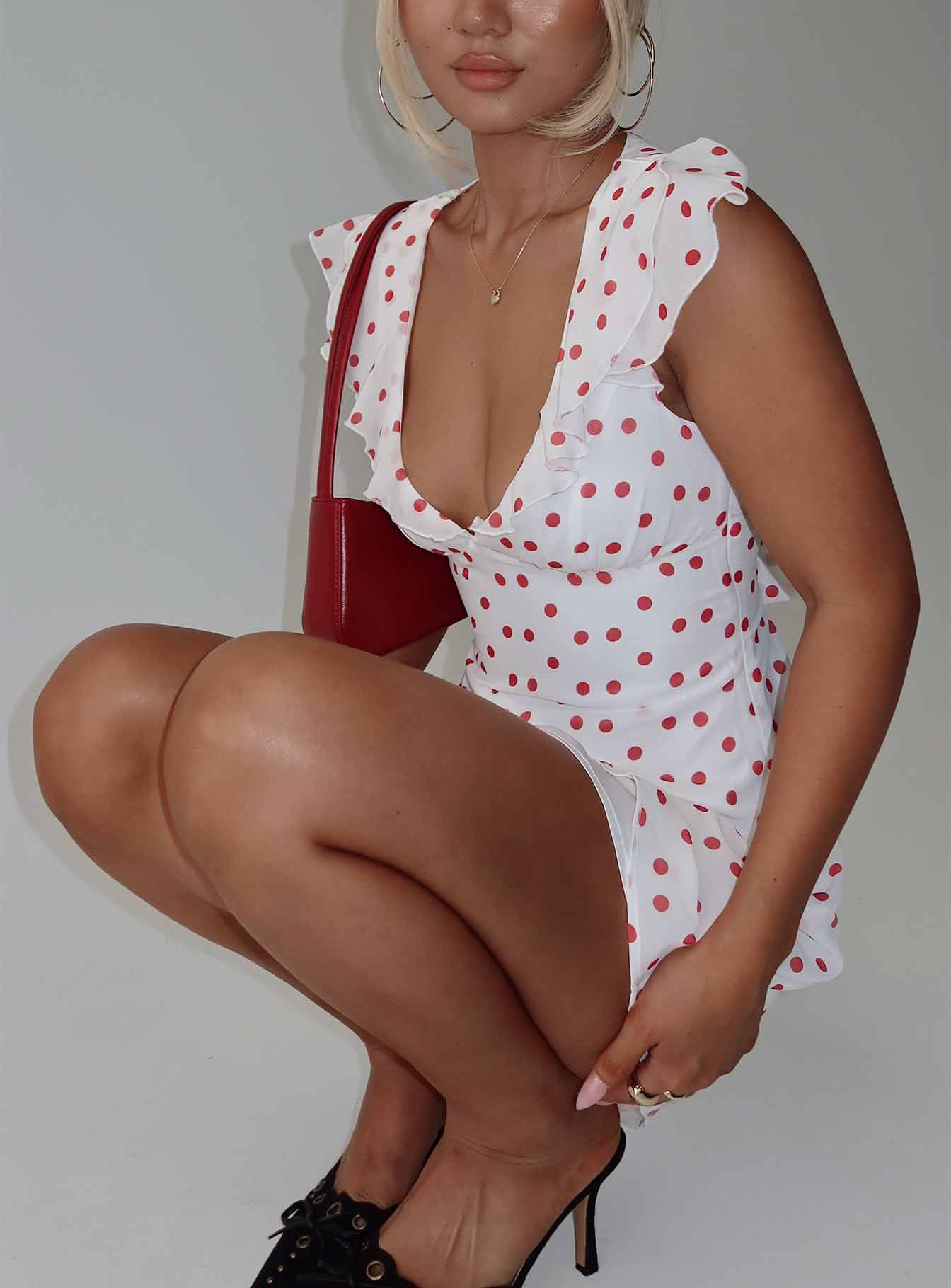 I Guess So Mini Dress White / Burgundy