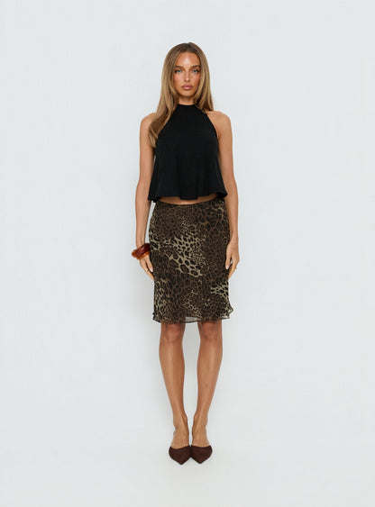 Aquaria Halter Linen Blend Top Black