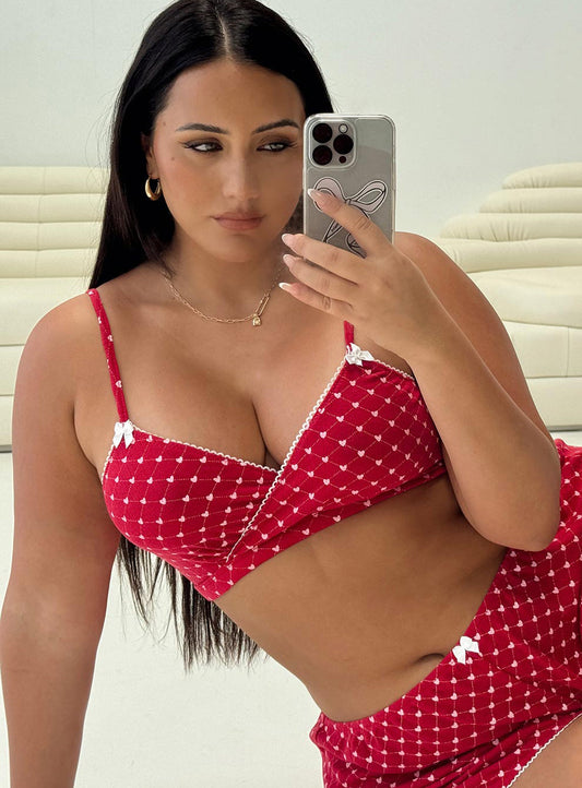 Slumber Pointelle Sleep Bralette Red Curve