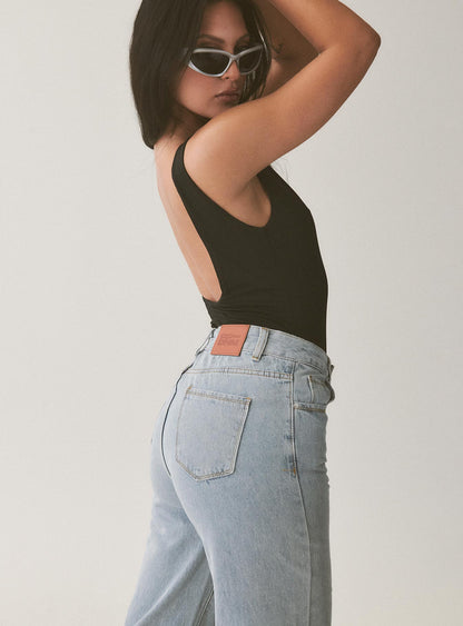 Kalinda High Rise Straight Leg Jeans Blue