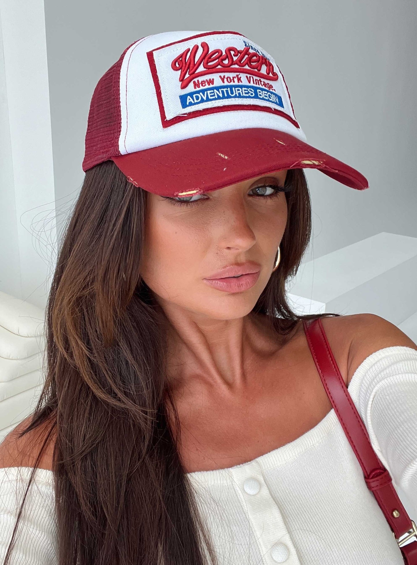 Adventures Trucker Hat Burgundy