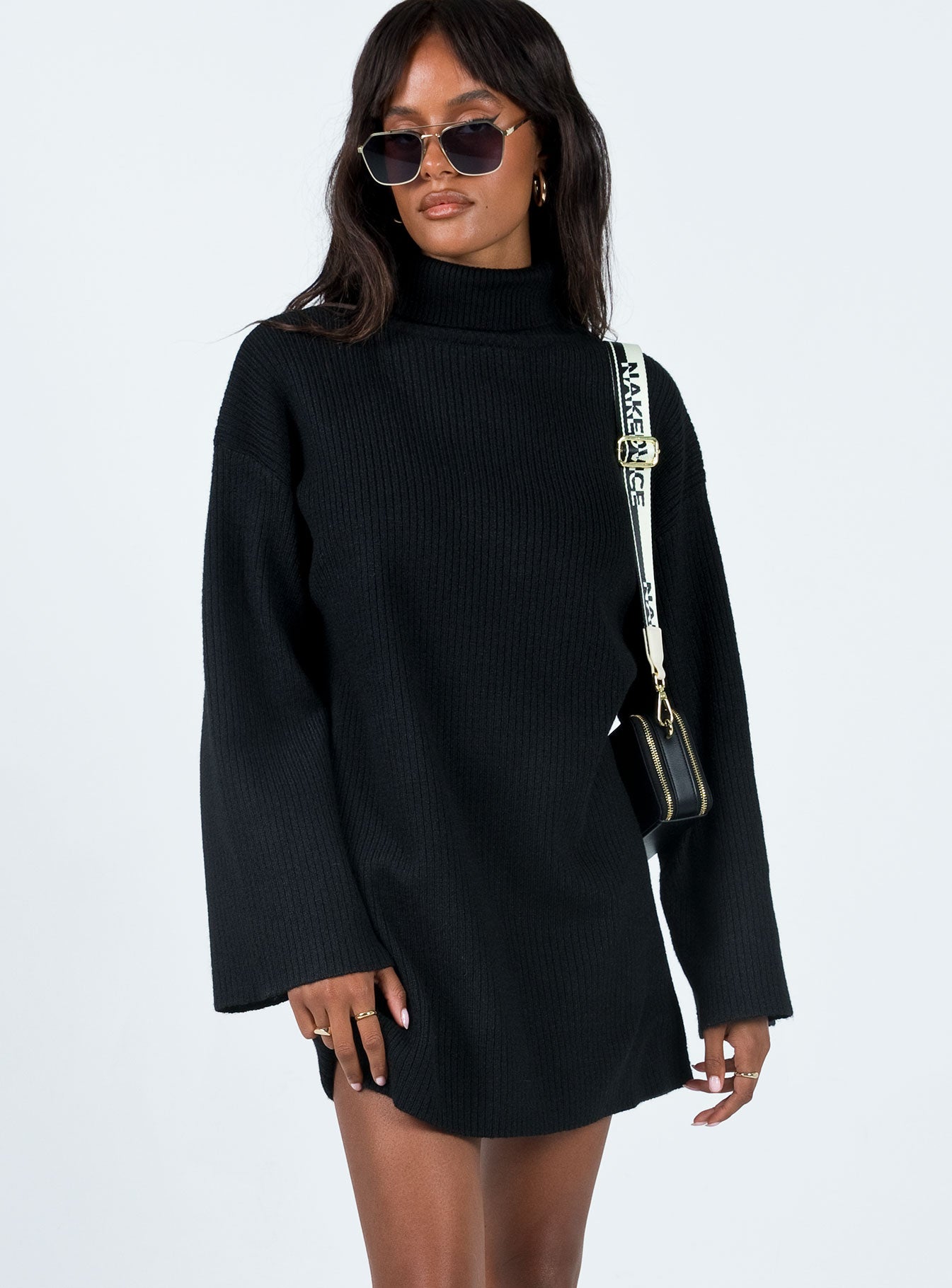 Sonelle Long Sleeve Knit Mini Dress Black