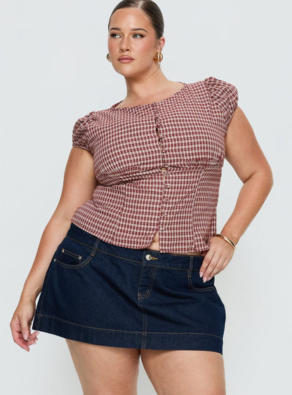 Warna Low Rise Denim Mini Skirt Dark Wash Curve