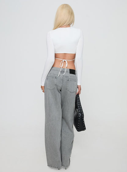 Ellanor Low Rise Straight Leg Jeans Washed Grey Petite
