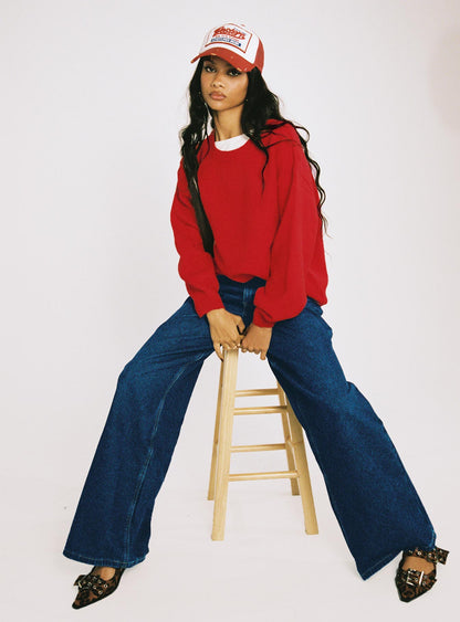 Naylor Mid Rise Wide Leg Jeans Mid Blue Denim Tall