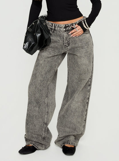Serenitia Mid Rise Relaxed Jeans Washed Grey