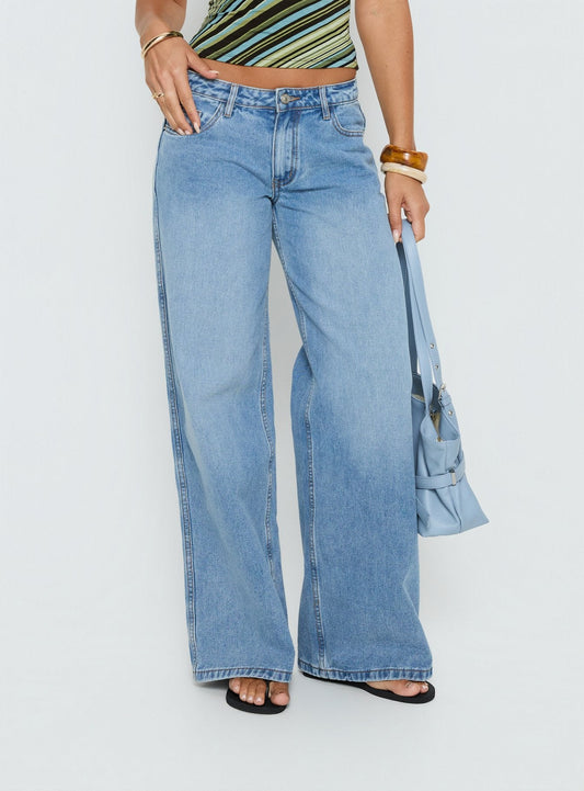 Ramos Low Rise Denim Jeans Bright Blue Wash