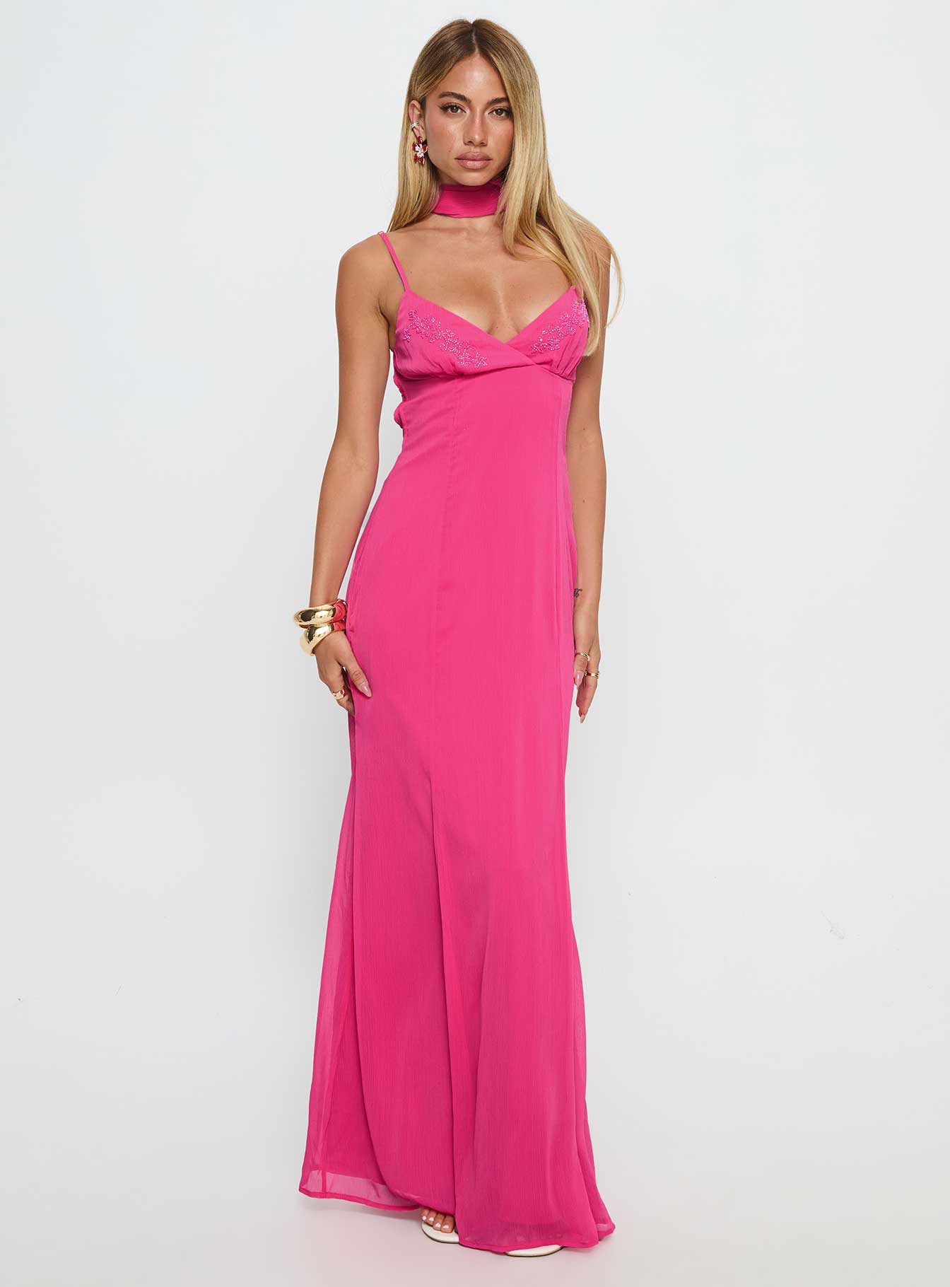 Jadira Scarf Maxi Dress Guava