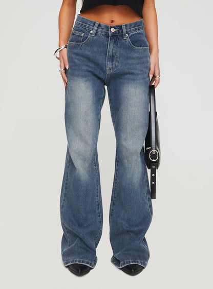 Hanlen Mid Rise Wide Leg Jean Blue