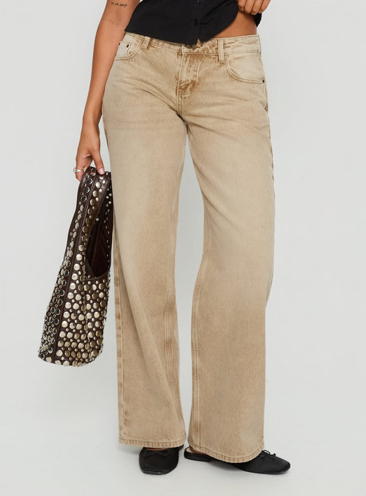 Ellanor Low Rise Straight Leg Jeans Tan